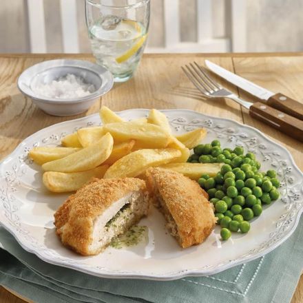 Chicken Kyiv&#44; Chips & Peas