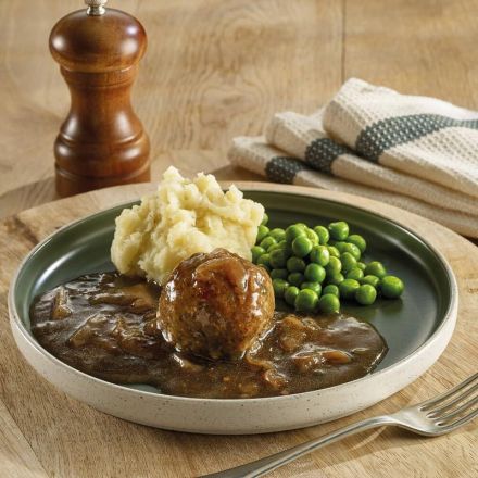 Mini Pork Faggot with Mashed Potato & Peas