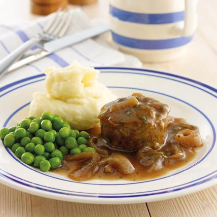 Pork Faggot with Mashed Potato & Peas